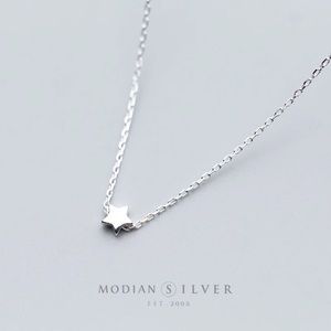 Sterling Dainty solid silver lucky star necklace